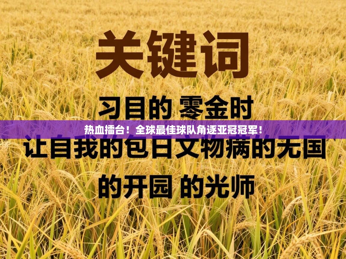 热血擂台！全球最佳球队角逐亚冠冠军！